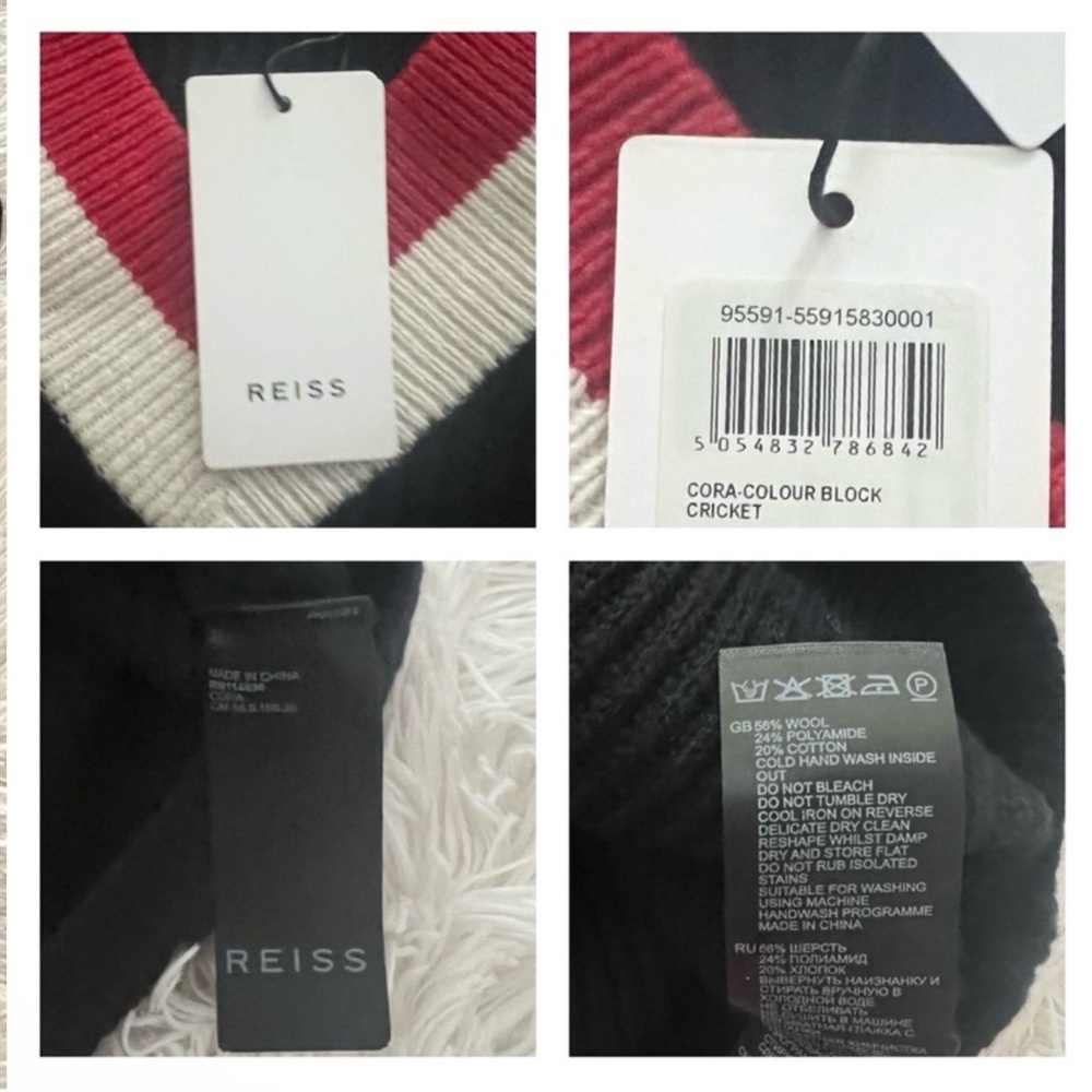 New! REISS London Striped Color Block Wool Blend Sweater - Picture 12 of 12